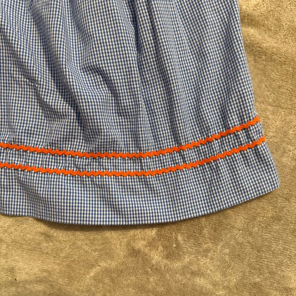 Southern Smocked Company Girls Blue Gingham Pumpkin Smocked Dress Size 5 Fall